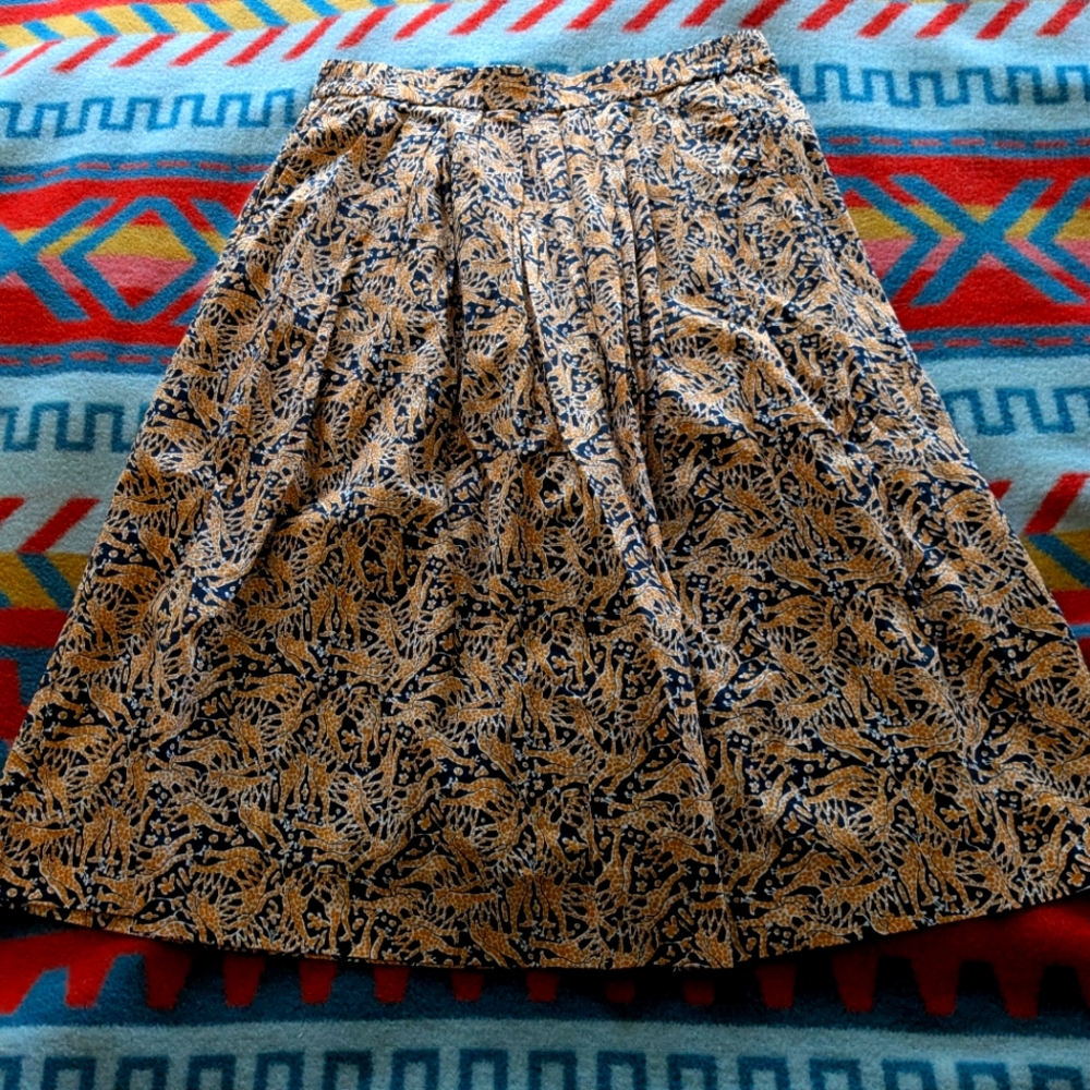 J.Crew x Drake's Skirt A-line in Navy Giraffe Print Pull-on Size 8